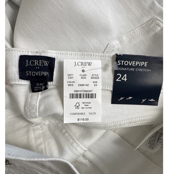 NWT J. Crew White Stovepipe Straight Jean in Signature Stretch Size 24 - Picture 6 of 12